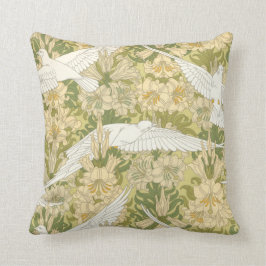 Art Nouveau White Docks mit Lilies Pillow Kissen