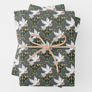 Art Nouveau White Dove Liebe Geschenkpapier Set