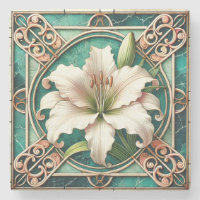 Art Nouveau White Liege Blume Motif