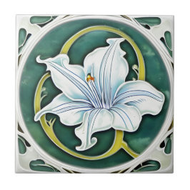Art Nouveau White Lily Fliese