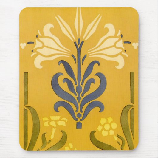 Art Nouveau White Lily - Mousepad (Vorne)