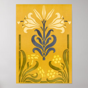 Art Nouveau White Liue - Print Poster