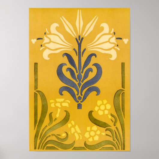 Art Nouveau White Liue - Print Poster (Vorne)