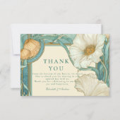 Art Nouveau White Poppy Wedding Dankeskarte (Vorderseite)