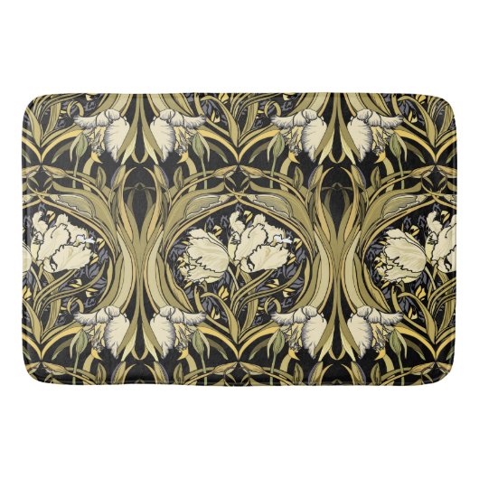 Art Nouveau White Tulips Badematte (Vorderseite)