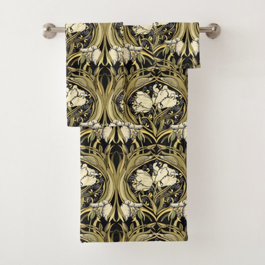 Art Nouveau White Tulips Badhandtuch Set (Insitu)