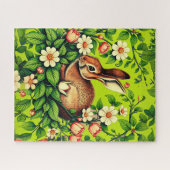 Art Nouveau Wild Rabbit and Flowers Puzzle (Horizontal)