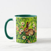 Art Nouveau Wild Rabbit and Flowers Tasse (Links)