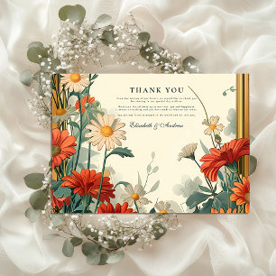 Art Nouveau Wildblumenrahmen Hochzeit Dankeskarte
