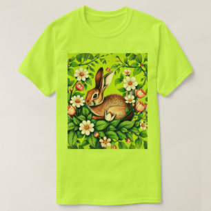 Art Nouveau Wildes Kaninchen und Blume T-Shirt