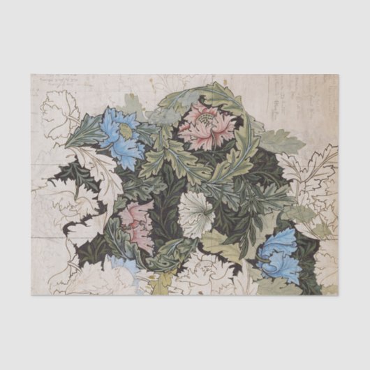 Art Nouveau William morris Blumenmuster Skizze Seidenpapier (Vorderseite)