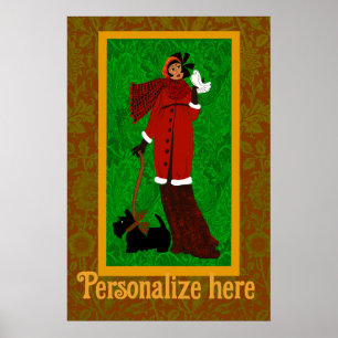 Art Nouveau William Morris Happy Holidays Retro Poster