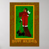 Art Nouveau William Morris Happy Holidays Retro Poster (Vorne)