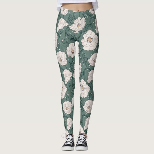 Art Nouveau William-Morris Pattern Leggings (Vorderseite)