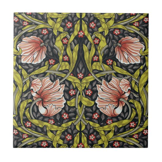 Art Nouveau, William Morris Pimpernell Blumendesig Fliese (Vorderseite)
