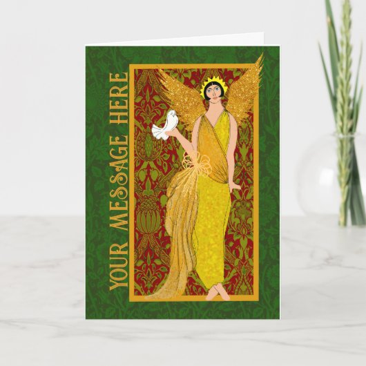 Art Nouveau William Morris Retro Weihnachtskarte Dankeskarte (Vorderseite)