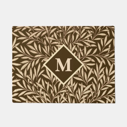 Art Nouveau Willow mit Monogram, Brown and Beige Fußmatte (Vorderseite)