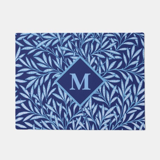 Art Nouveau Willow mit Monogram, Cobalt Blue Fußmatte (Vorderseite)