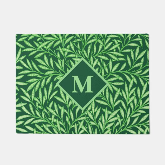 Art Nouveau Willow mit Monogram, Emerald Green Fußmatte (Vorderseite)