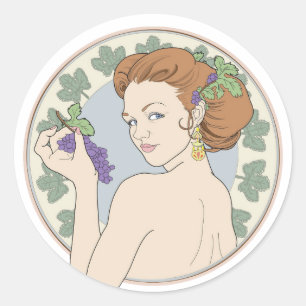 Art Nouveau Wine tasting in der Fattoria Moncucche Runder Aufkleber