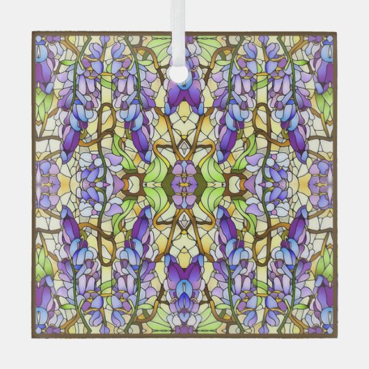 Art Nouveau Wisteria Imitate Gestaltetes Glasmuste Ornament Aus Glas (Vorderseite)