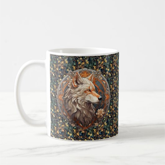 Art Nouveau Wolf über Ivy Kaffeetasse (Links)
