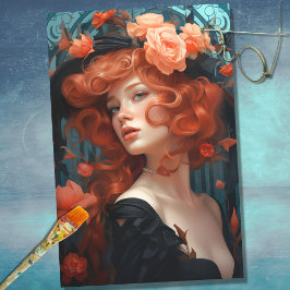 Art Nouveau Woman 2 Dekoupage Paper Seidenpapier