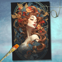 Art Nouveau Woman 7 Dekoupage Paper Seidenpapier