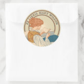 Art Nouveau Woman & Book 1900 Ex Libris Template Runder Aufkleber (Tasche)