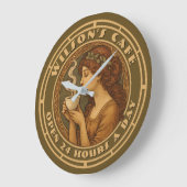 Art Nouveau Woman Coffee Café Große Wanduhr (Winkel)