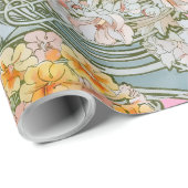 Art Nouveau Woman & Floral Pattern by Mucha Geschenkpapier (Rolleneckpunkt)