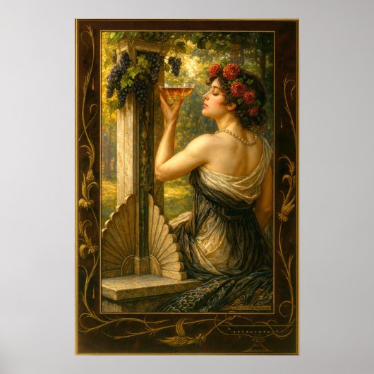 Art Nouveau Woman In Vineyard With Wine Poster (Vorne)