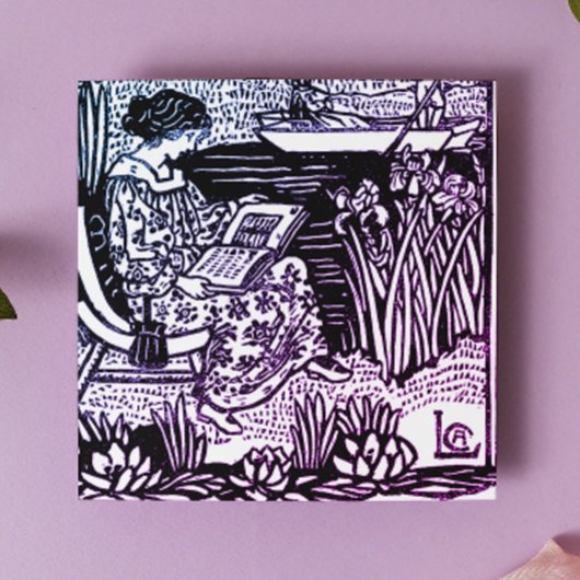 Art Nouveau Woman Lesen Glasuntersetzer