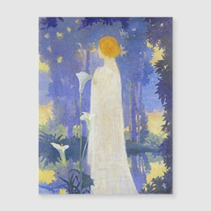 Art Nouveau Woman mit Calla Lilies Magnetkarte