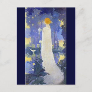 Art Nouveau Woman mit Calla Lilies Postkarte