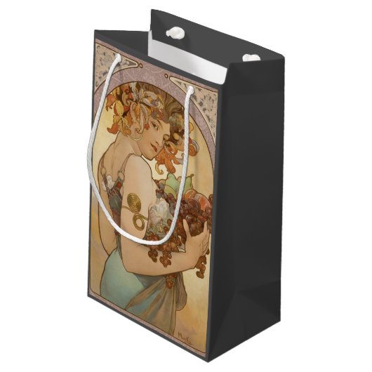 Art Nouveau Woman Mucha Beautiful Kleine Geschenktüte (Rückseite Schrägansicht)