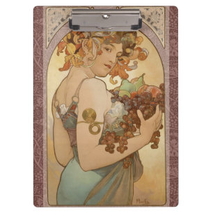 Art Nouveau Woman Mucha Beautiful Klemmbrett