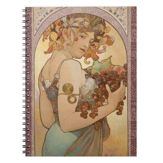 Art Nouveau Woman Mucha Beautiful Notizblock (Vorderseite)