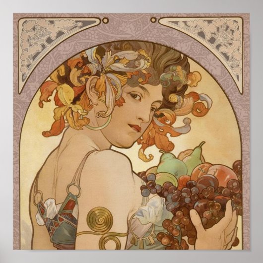 Art Nouveau Woman Mucha Beautiful Poster (Vorne)
