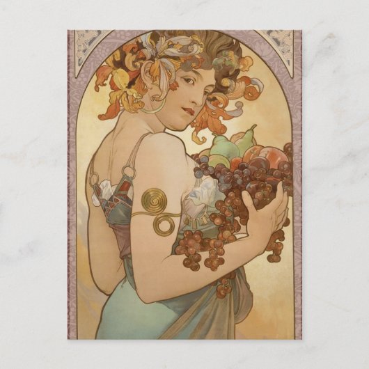 Art Nouveau Woman Mucha Beautiful Postkarte (Vorderseite)