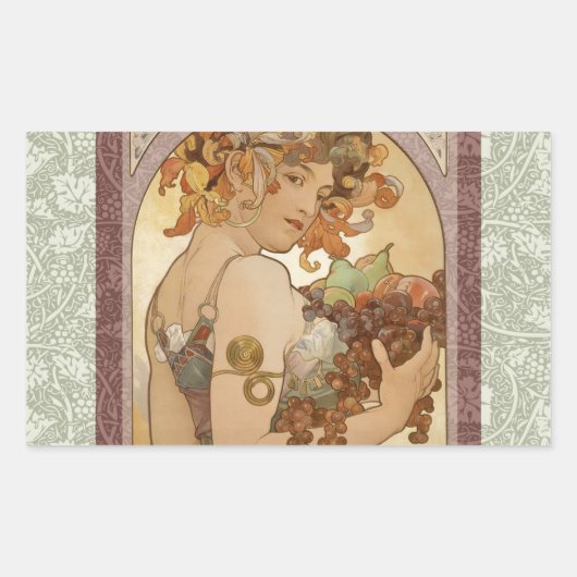 Art Nouveau Woman Mucha Beautiful Rechteckiger Aufkleber (Vorderseite)