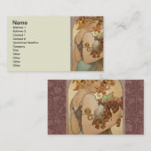 Art Nouveau Woman Mucha Beautiful Visitenkarte (Vorne/Hinten)