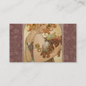 Art Nouveau Woman Mucha Beautiful Visitenkarte (Rückseite)
