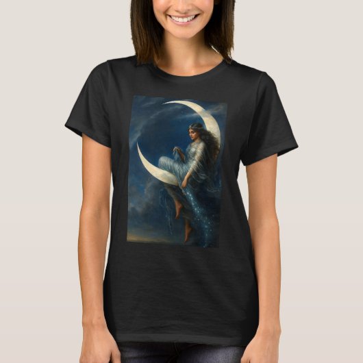 Art Nouveau Woman on Crescent Moon T-Shirt (Vorderseite)