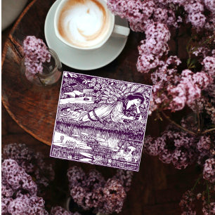 Art Nouveau Woman Reading Book Club Einladung