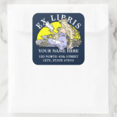 Art Nouveau Woman Reading Mucha Ex Libris Vorlage Quadratischer Aufkleber (Tasche)