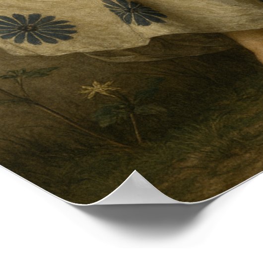 Art Nouveau Woman With Clarinet and Crescent Moon Poster (Ecke)