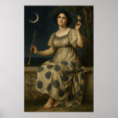 Art Nouveau Woman With Clarinet and Crescent Moon Poster (Vorne)