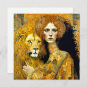 Art Nouveau Woman With Leon Inspired By Klimt Save The Date (Vorne/Hinten)