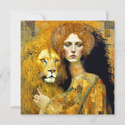 Art Nouveau Woman With Leon Inspired By Klimt Save The Date (Vorderseite)
